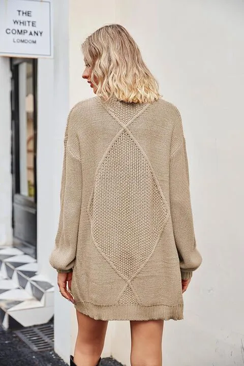 Warm Shield Pocketed Open Front Knit Cardigan