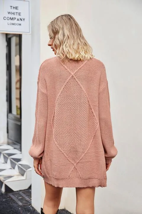 Warm Shield Pocketed Open Front Knit Cardigan