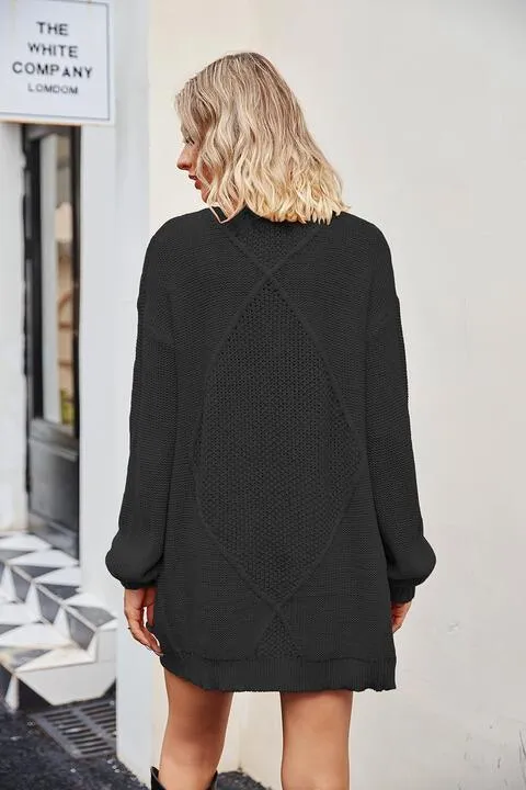 Warm Shield Pocketed Open Front Knit Cardigan
