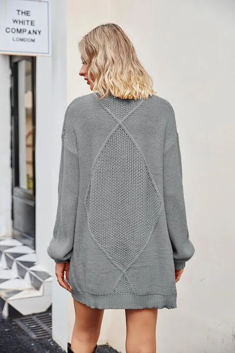 Warm Shield Pocketed Open Front Knit Cardigan