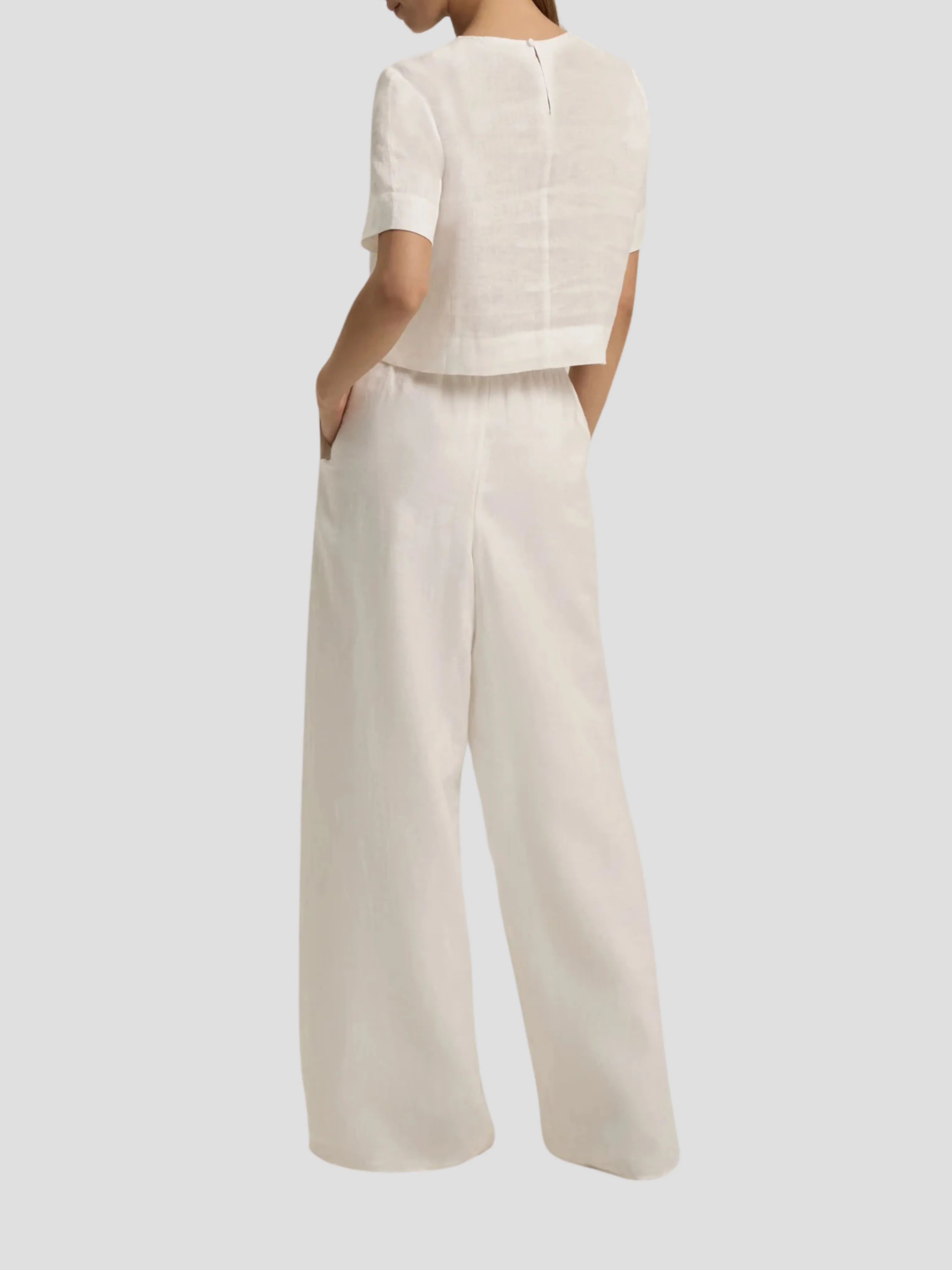 Wide Leg Linen Pant in White