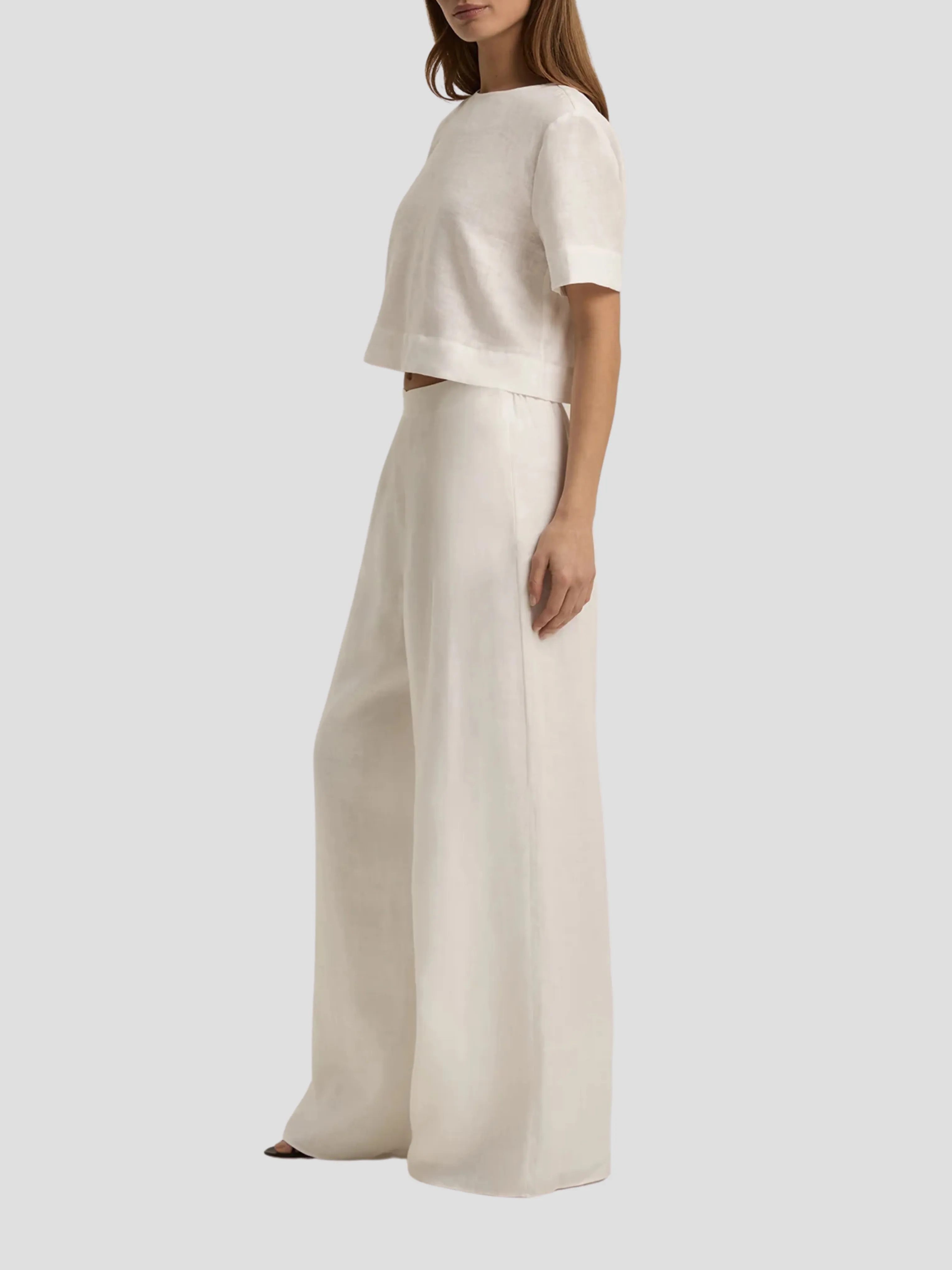 Wide Leg Linen Pant in White