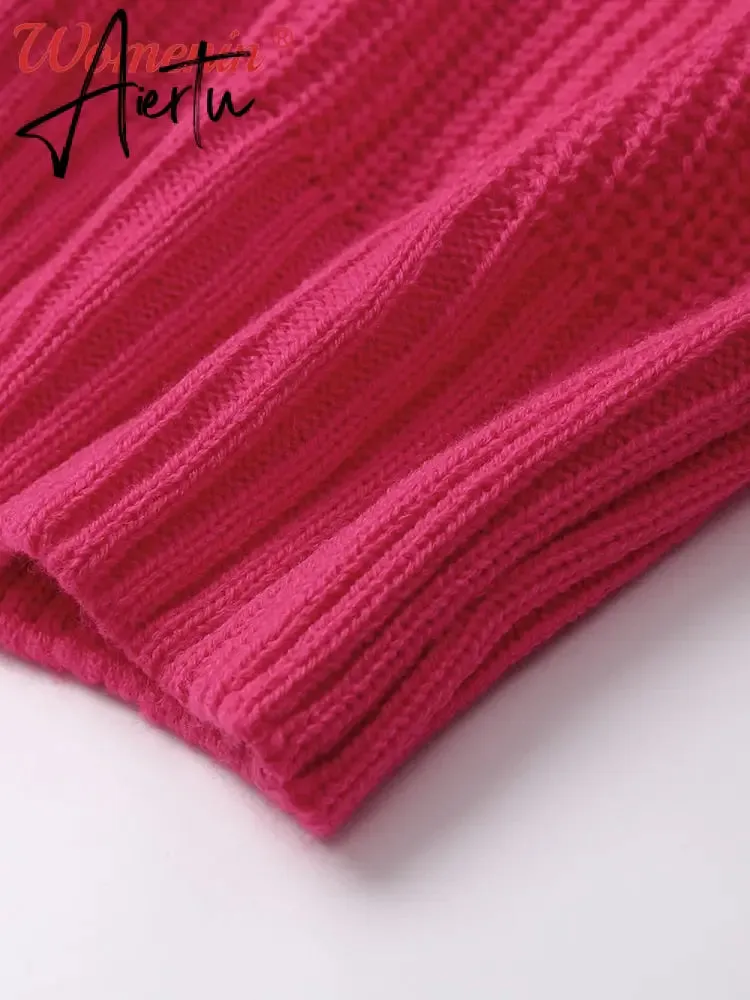 Winter Women's Turtleneck Sweaters Polo Collar With Zipper Knitted Pullover Female Loose Long Sleeve Top Warm Sweaters