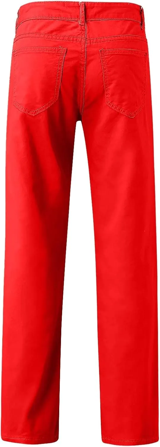 ZYXTIM Mens Straight Leg Ripped Skinny Jeans Slim Fit Solid Pleated Distressed Denim Pants Pencil Tapered Trousers